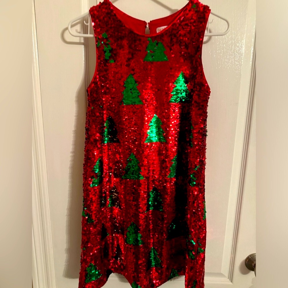 Cat & Jack Sequined Christmas Tree Dress Size Large 10/12(also fits adult Small)